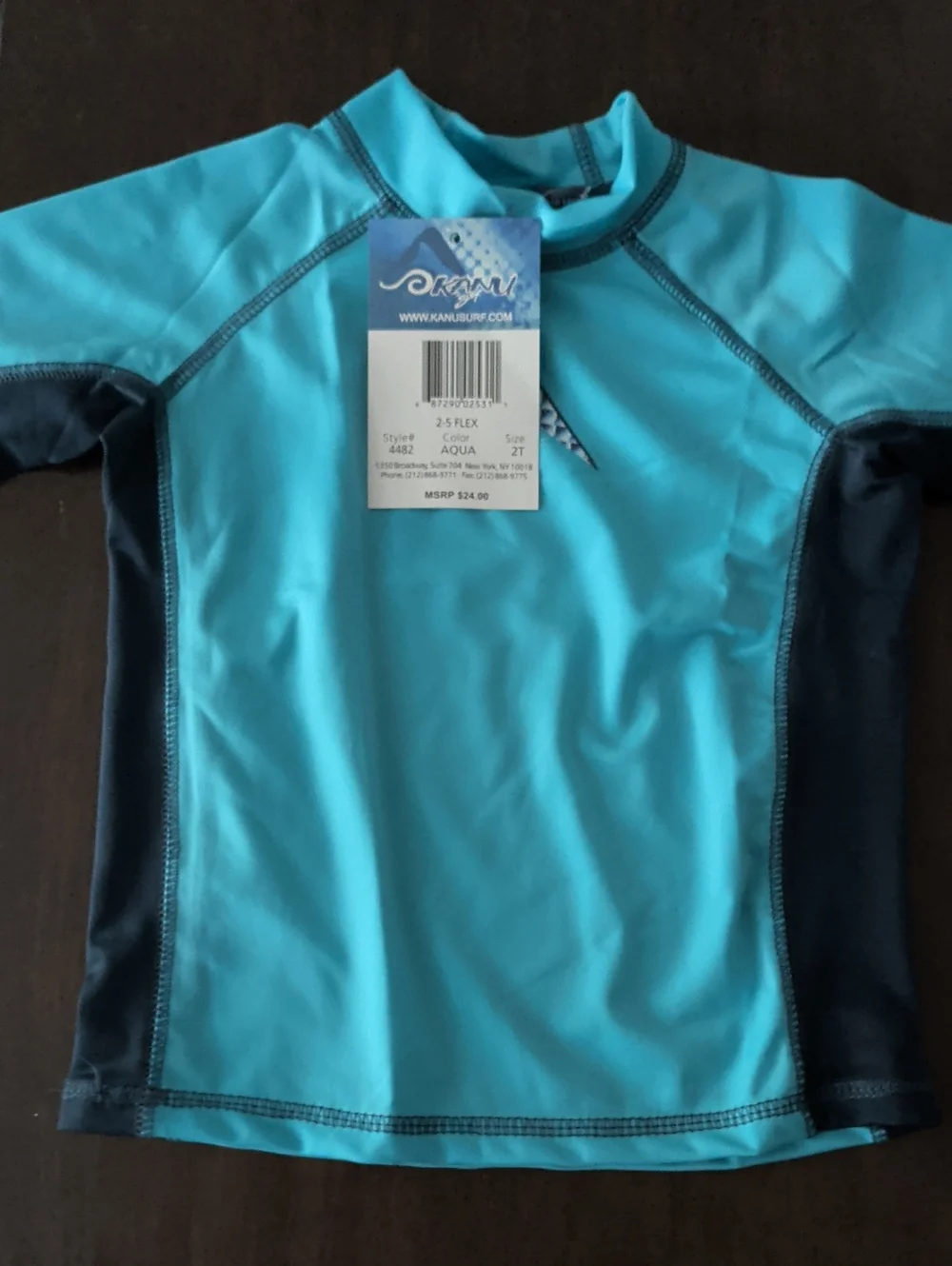 Kanu Surf Kids Aqua and Blue Short Sleeve Rashguard
